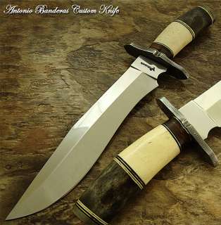 Antonio Banderas 1 OF A KIND CUSTOM BOWIE KNIFE  DAMASCUS GUARD & BUT 