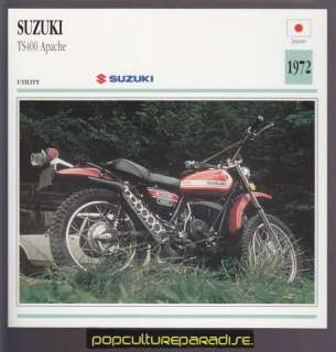 1972 SUZUKI TS400 Apache MOTORCYCLE Picture ATLAS CARD  