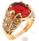 Deluxe New Mens Red Ruby 10KT Yellow Gold Filled Ring 