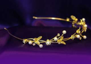Bridal Faux Pearl Gold Plated Headband Tiara T1111  