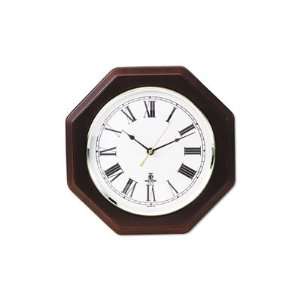  12 Octagon Mahogany Quartz Clock   12in, Mahogany, 1 AA 
