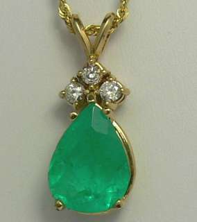 Spectacular Natural Colombian Emerald & Diamond Pendant  