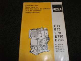 Hatz Diesel E71 E75 E79 E780 E786 parts manual  