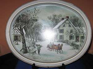 Vintage Collectable Tin Tray Currier and Ives  