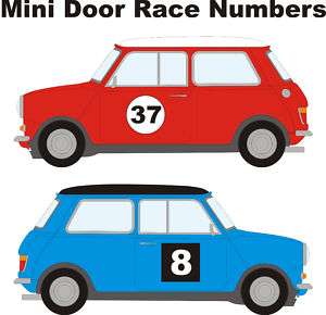 Classic Mini Door Race Numbers, Cooper, Mayfair, Etc  