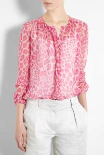 By Malene Birger  Josittia Pink Leopard Print Silk Chiffon Blouse by 