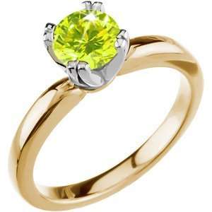  Solitaire 14K Yellow Gold Ring with Fancy Greenish Yellow Diamond 