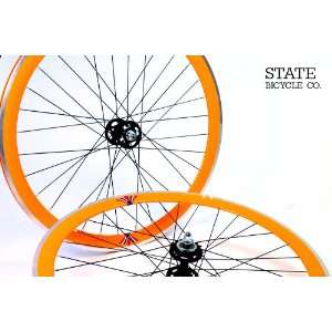 com State Bicycle Co.   Orange w/ Black Fixed Gear DEEP PROFILE Wheel 