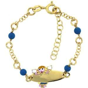  Sterling Silver Rolo Link Baby ID Bracelet in Yellow Gold 