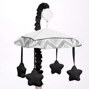   Black and Gray Zig Zag Musical Baby Crib Mobile by JoJO Designs Baby