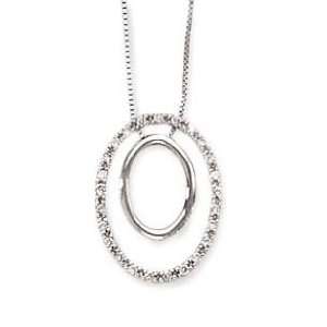   White Gold & Diamond Double Circle Pendant on 18 IN Necklace (0.20ctw