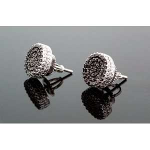    Unisex 0.75ctw Pave Round Diamond Stud Earrings E3312BKWA Jewelry