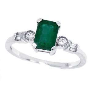  1.01Ct Emerald Cut Genuine Emeraldand Diamond Ring in 14Kt 