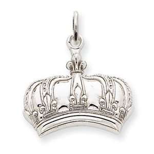    14k White Gold Fleur De Lis Crown Charm   JewelryWeb Jewelry