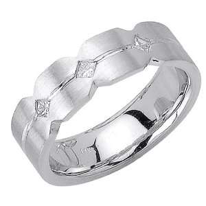  Beverly Diamonds Mens 14K WHITE GOLD DIAMOND WEDDING BAND RING 