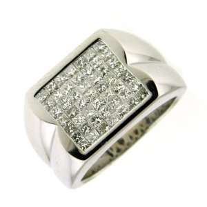    3.10 ct White Gold Diamond Princess Cut Mens Ring 14K Jewelry
