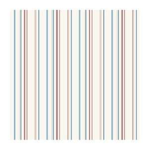  Stripe Pre pasted Wallpaper, Light Blue/Red On White