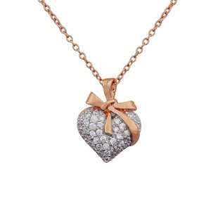 Rose Gold Plated Sterling Silver Cubic Zirconia Gift Heart Pendant 
