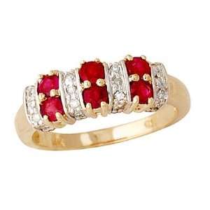  Six Stone Ruby and Diamond 14k Yellow Gold SZUL Jewelry