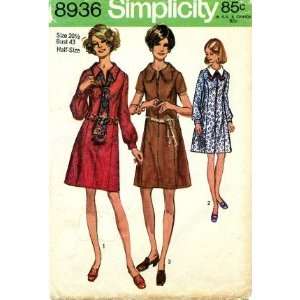 Simplicity 8936 Sewing Pattern Misses Retro Dress with Collar & Sleeve 