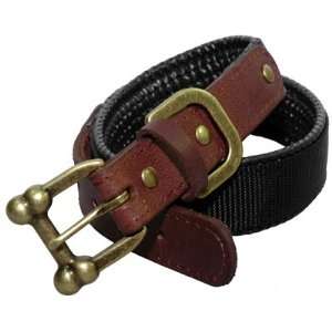 Large Neck 22+ Inches Brown Leather Adjustable Brass Buckle Dog Collar 