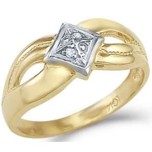   14k Yellow and White Gold Ladies Diamond Shape Ring Jewelry
