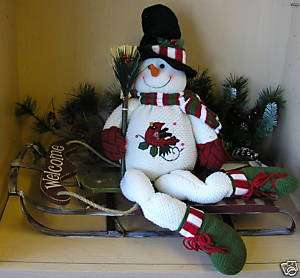 SNOWMAN SOFT AND BENDABLE WITH BROOM AND BLACK HAT  