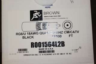 500FT BROWN R001564L2B RG6/U 18AWG QUAD CM CATV CABLE  