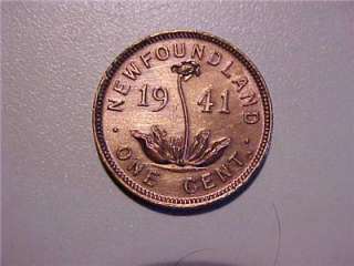 1941 C Newfoundland Canada Canadian Small 1 Cent Copper Coin  