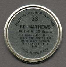 present for sale this 1964 Topps coin of Eddie Mathews . This is coin 