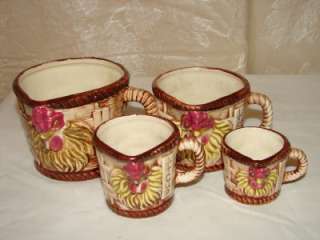 Vintage Ceramic Rooster Measuring Cups Japan  