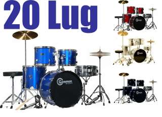 20 LUG Gammon Full Size Drum Set wtih Cymbals Double Braced Stands 