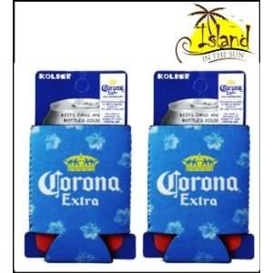  (2) Corona Extra Hibiscus Beer Can Koozies Cooler Sports 