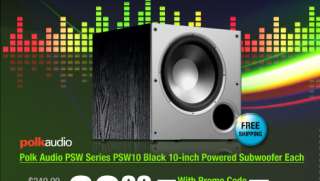 Polk Audio PSW Series PSW10 Black 10 inch Powered Subwoofer Each