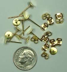 24 Piece Lot of Gold Plated Metal Post earring findings with 6mm pad.