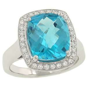  Blue Topaz(5.28ct) and Pave Diamond(.29ct) Ring Jewelry