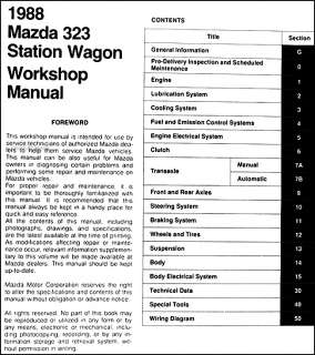 1988 Mazda 323 Wagon Original Shop Repair Manual 88  