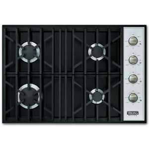   30 inch Professional Series Natural Gas Cooktop With 4 Burners   Black