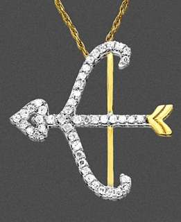 14k Gold Pendant, Diamond Bow and Arrow (1/5 ct. t.w.)   Diamond 