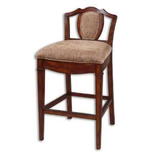 Uttermost 40.5 Inch Hoffman Barstool Antique Hickory Finish w/ Plush 
