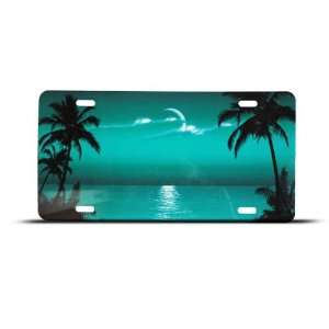 Green Palm Tree Trees Beach Novelty Airbrushed Metal License Plate 