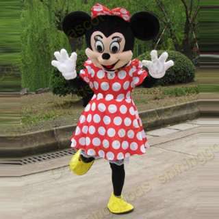 Pink Minnie Mouse Costume Mascot Fancy Dress Adult Size  