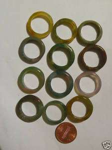 Agate Band Rings One Dozen Natural Gemstone Carvings  