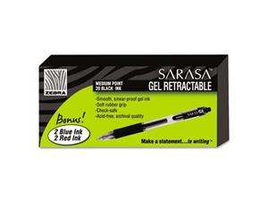    Zebra Sarasa Roller Ball Retractable Gel Pen, Black Ink 
