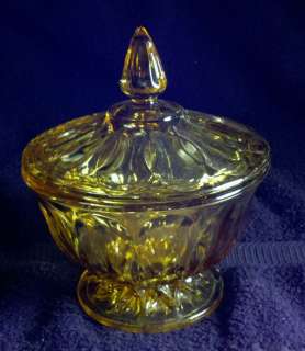VINTAGE AMBER CUT GLASS CANDY DISH  