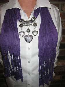  Angel Jewelry adjustable Pendant Scarf with Diamond Heart charms 