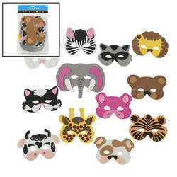   of 12 Child Size Foam Zoo Animal Masks Dress Up Party Favors  