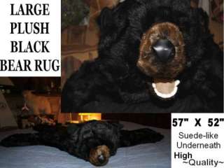 BIG BLACK BEAR RUG bearskin with head plush furry fake fur QUALITY 