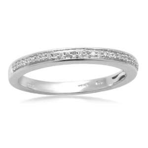 Sterling Silver Pave Diamond Wedding Anniversary Ring (0.05 cttw, I J 