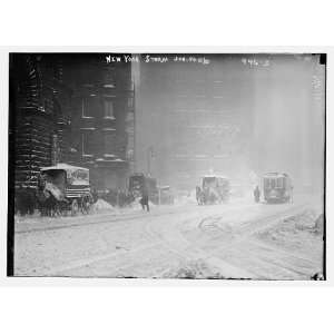  Photo Horse drawn wagons on snowy street, NY snow storm 